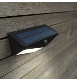 Aplique led solar Lutec Wings con sensor de movimiento negro 3,7W 5000K