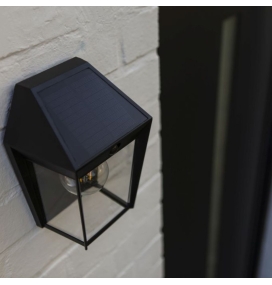 Aplique led solar Lutec Avony con sensor de movimiento negro 2W 2700K
