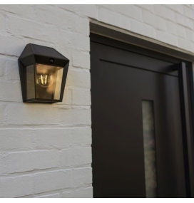 Aplique led solar Lutec Avony con sensor de movimiento negro 2W 2700K