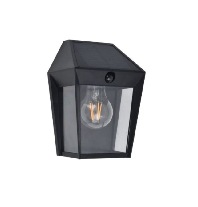 Aplique led solar Lutec Avony con sensor de movimiento negro 2W 2700K
