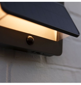 Aplique led solar Lutec Aleta con sensor de movimiento gris oscuro 12,6W 3000K
