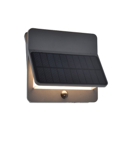 Aplique led solar Lutec Aleta con sensor de movimiento gris oscuro 12,6W 3000K