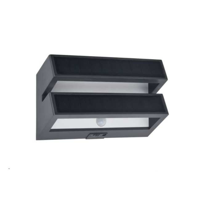 Aplique led solar Lutec Barlo con sensor de movimiento gris oscuro 8,2W 4000K