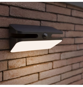 Aplique led solar Lutec Aero con sensor de movimiento negro 8,6W 4000K