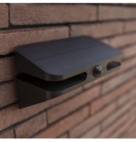 Aplique led solar Lutec Aero con sensor de movimiento negro 8,6W 4000K