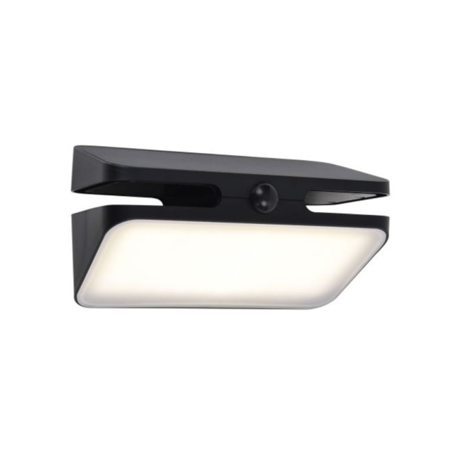Aplique led solar Lutec Aero con sensor de movimiento negro 8,6W 4000K