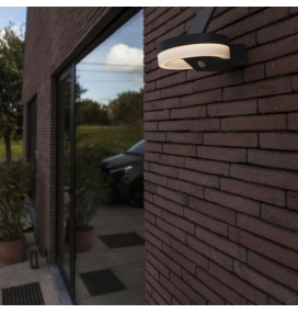 Aplique led solar Lutec Runda con sensor de movimiento gris oscuro 12W 4000K