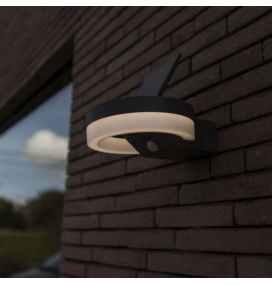 Aplique led solar Lutec Runda con sensor de movimiento gris oscuro 12W 4000K