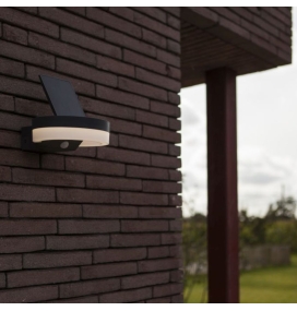 Aplique led solar Lutec Runda con sensor de movimiento gris oscuro 12W 4000K