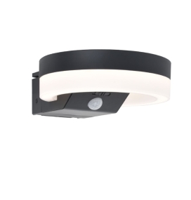Aplique led solar Lutec Runda con sensor de movimiento gris oscuro 12W 4000K