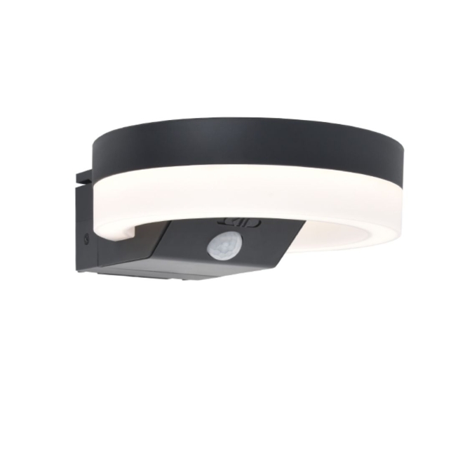 Aplique led solar Lutec Runda con sensor de movimiento gris oscuro 12W 4000K