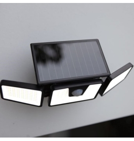 Aplique led solar Lutec Briti con sensor de movimiento negro 6W 5000K