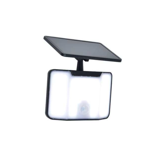 Aplique led solar Lutec Kombo con sensor de movimiento negro 6W 5000K