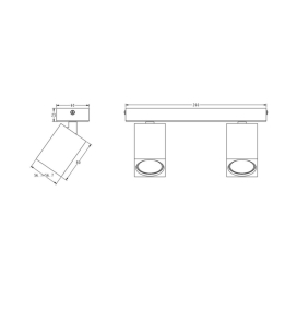 Aplique de techo o pared doble para bombilla GU10 cuadrado negro