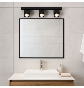 Aplique de techo o pared triple para bombilla GU10 cuadrado negro