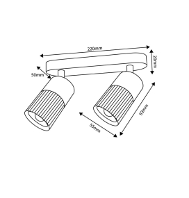 Aplique de techo o pared doble para bombilla GU10 negro y oro
