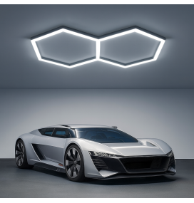 Lámpara de techo led para talleres y garajes 2 hexágonos 77W 6000K