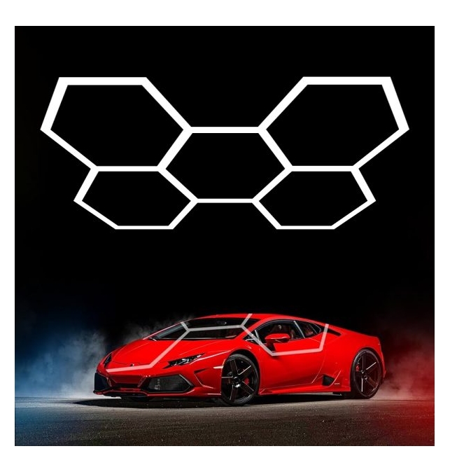 Lámpara de techo led para talleres y garajes 5 hexágonos 168W 6000K