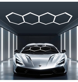 Plafón de techo o colgante led para talleres y garajes 4 hexágonos 147W 6000K