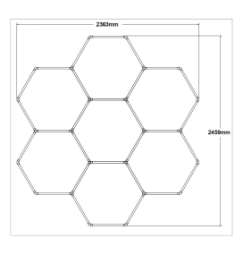 Plafón de techo o colgante led para talleres y garajes 7 hexágonos 210W 6000K