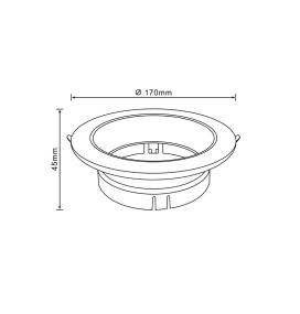 Aplique de techo redondo empotrable orientable para bombillas AR111 Ø170x45mm negro