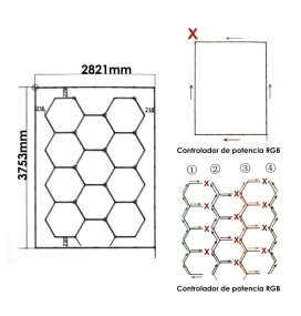 Lámpara de techo led hexagonal para talleres y garajes 200W RGB