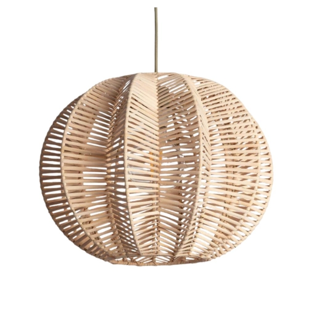 Lámpara colgante decorativa de ratán Tiana con portalámparas verde Ø400mm