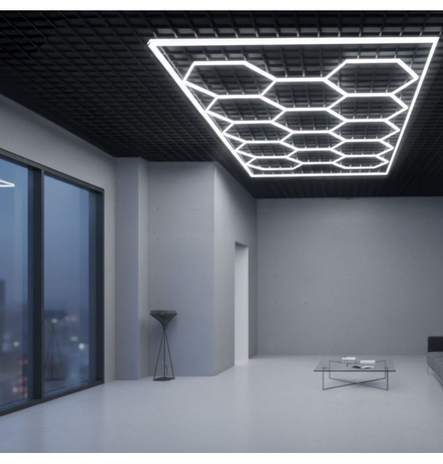 Lámpara de techo led hexagonal Panel Abeja para talleres y garajes 600W 6000K