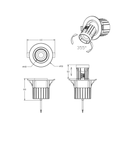Foco led de superficie o empotrable extraible giratorio 7W CCT blanco