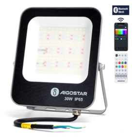 Foco led inteligente Bluetooth Mesh 30W RGBW 2700lm negro