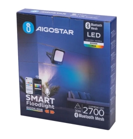 Foco led inteligente Bluetooth Mesh 30W RGBW 2700lm negro