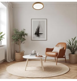 Plafón led redondo superficie 12W CCT madera Ø18cm