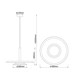 Lámpara colgante decorativa led Mantra Tina 24W 3000K blanca y negra Ø560mm