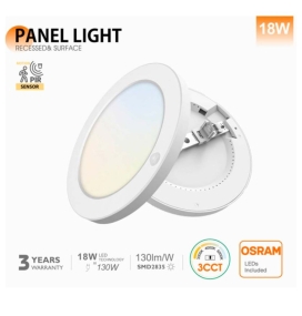 Downlight + Plafón LED redondo ajustable 18W CCT blanco con sensor de movimiento