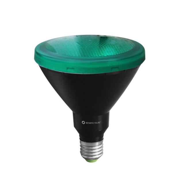 Bombilla Led PAR38 E27 15W negra con luz verde Beneito Faure