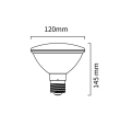 Bombilla Led PAR38 E27 15W 38º IP65 3200K o 5000K negra