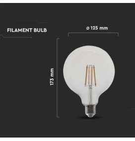 Bombilla led globo filamento E27 12W 1521Lm 4000K cristal transparente