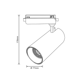 Foco de carril led monofásico 30W CCT blanco