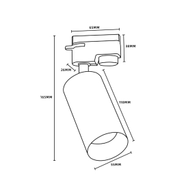 Foco de carril monofásico para GU10 blanco y negro