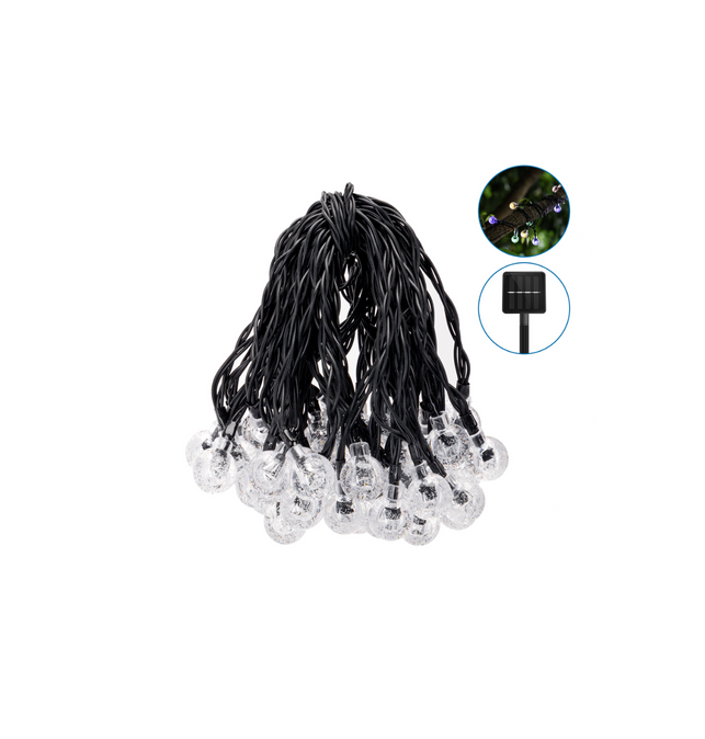 Guirnalda led solar bolas transparentes 12m RGB