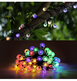 Guirnalda led solar bolas transparentes 12m RGB