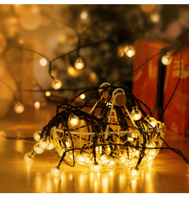 Guirnalda led solar bolas burbuja 10m cálida