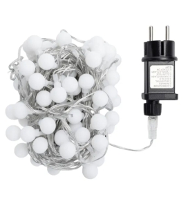 Guirnalda de luces con bombillas led cálidas IP44 10m cable transparente