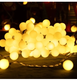 Guirnalda de luces con bombillas led cálidas IP44 10m cable transparente