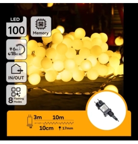 Guirnalda de luces con bombillas led cálidas IP44 10m cable transparente