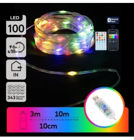 Guirnalda de luces led con conexión USB, mando y luz RGB 10m