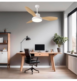 Ventilador de techo led Arial 33W Ø122cm blanco y haya