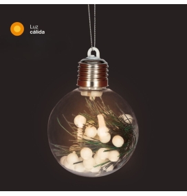 Bola de navidad con luz LED 8cm 3000K