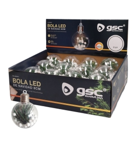 Bola de navidad con luz LED 8cm 3000K