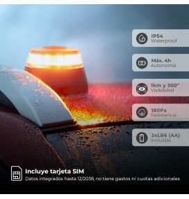 Baliza señalización de emergencia V16 con geolocalización